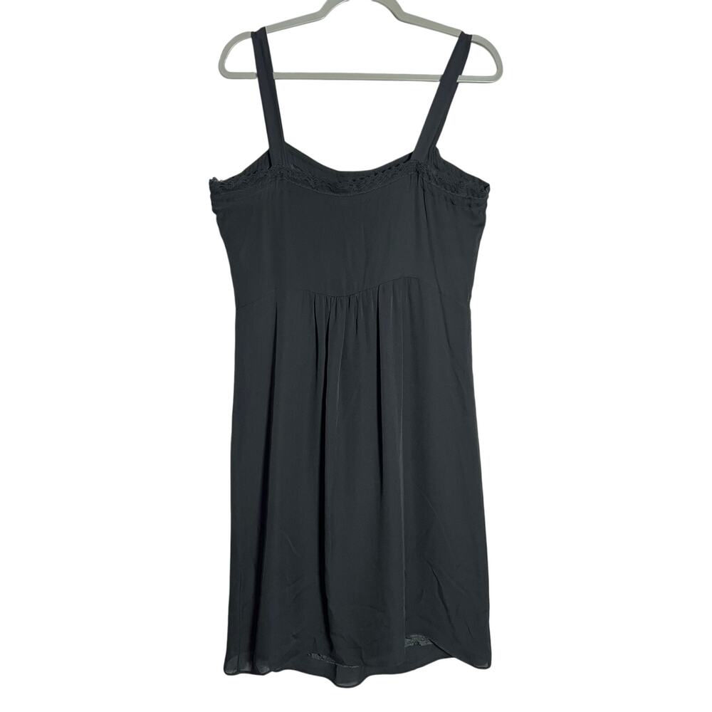Jenni Kayne Black Silk Feel Full Slip Nightgown Mini Dress No Size Tag